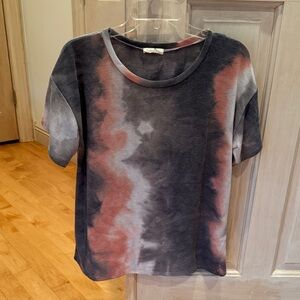 Chic Tie-Dye Short Sleeve Top - Black and Pink